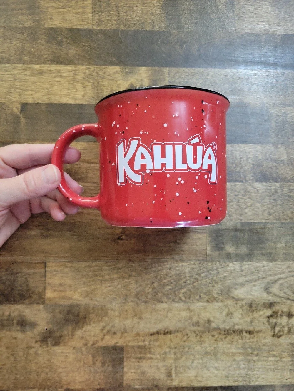 Red Speckled Ceramic Coffee MugKahlua Red Coffee Mug Cup Ceramic Embossed Logo